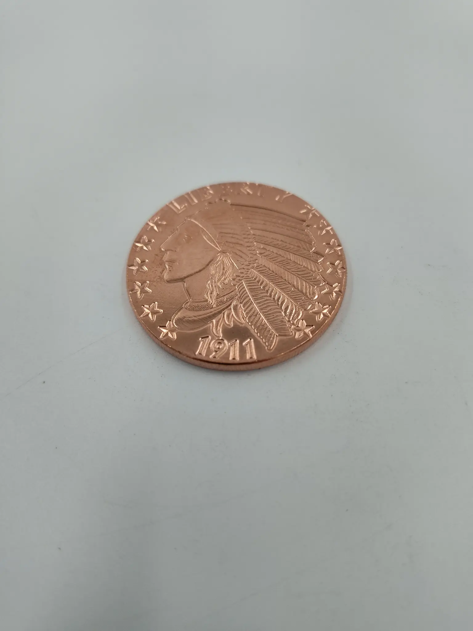 Incuse Indian 1 oz Copper Round — .999 Fine Copper